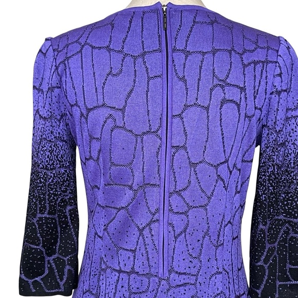 Ming Wang Ombré Abstract Knit Sheath Dress Women’s Size PS Purple Black Classy - Picture 5 of 9